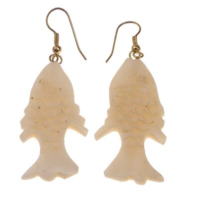 Ohrringe gefertigt aus Handcarved Bone,Fish Design,45mm