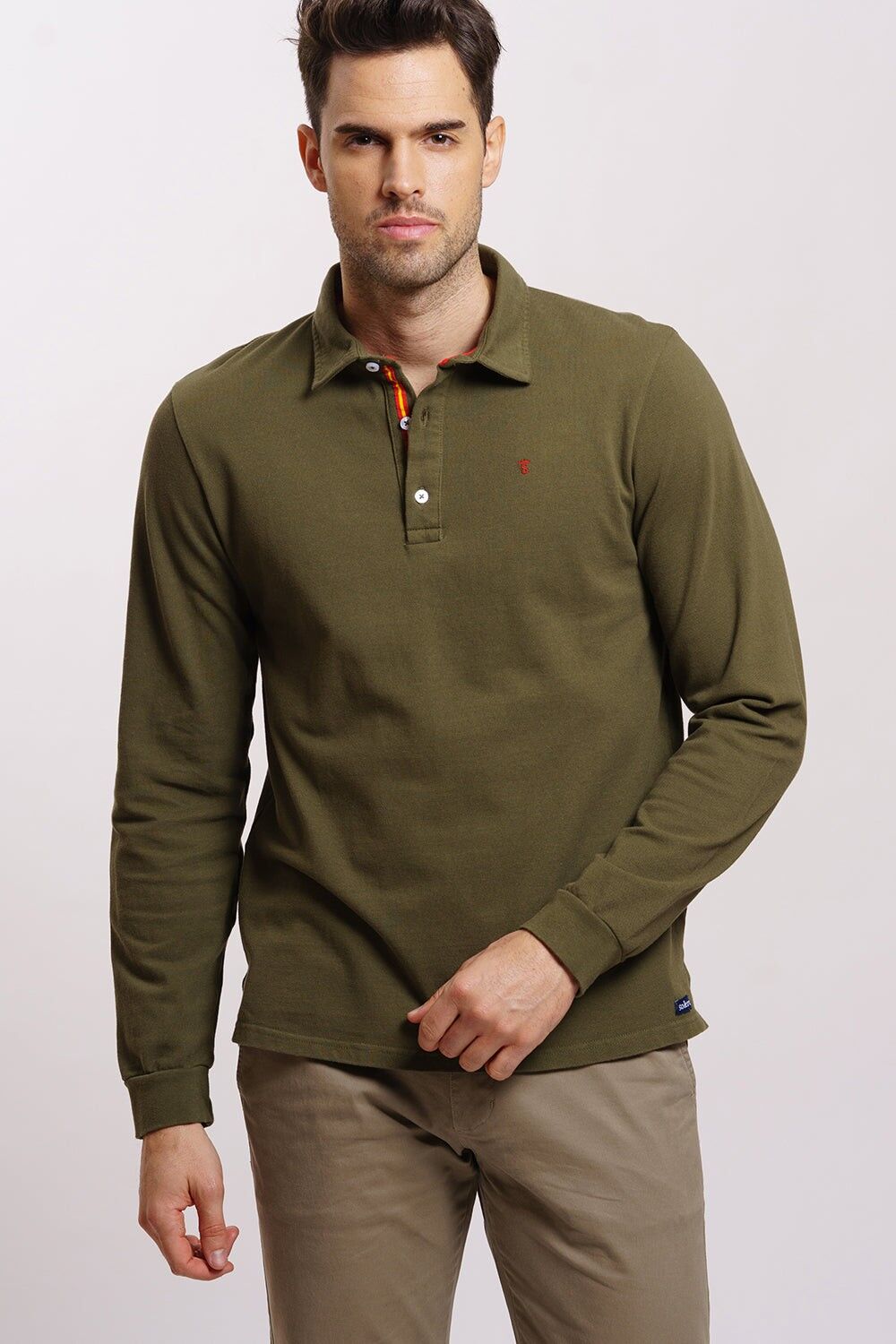 Polo a maniche lunghe color cachi