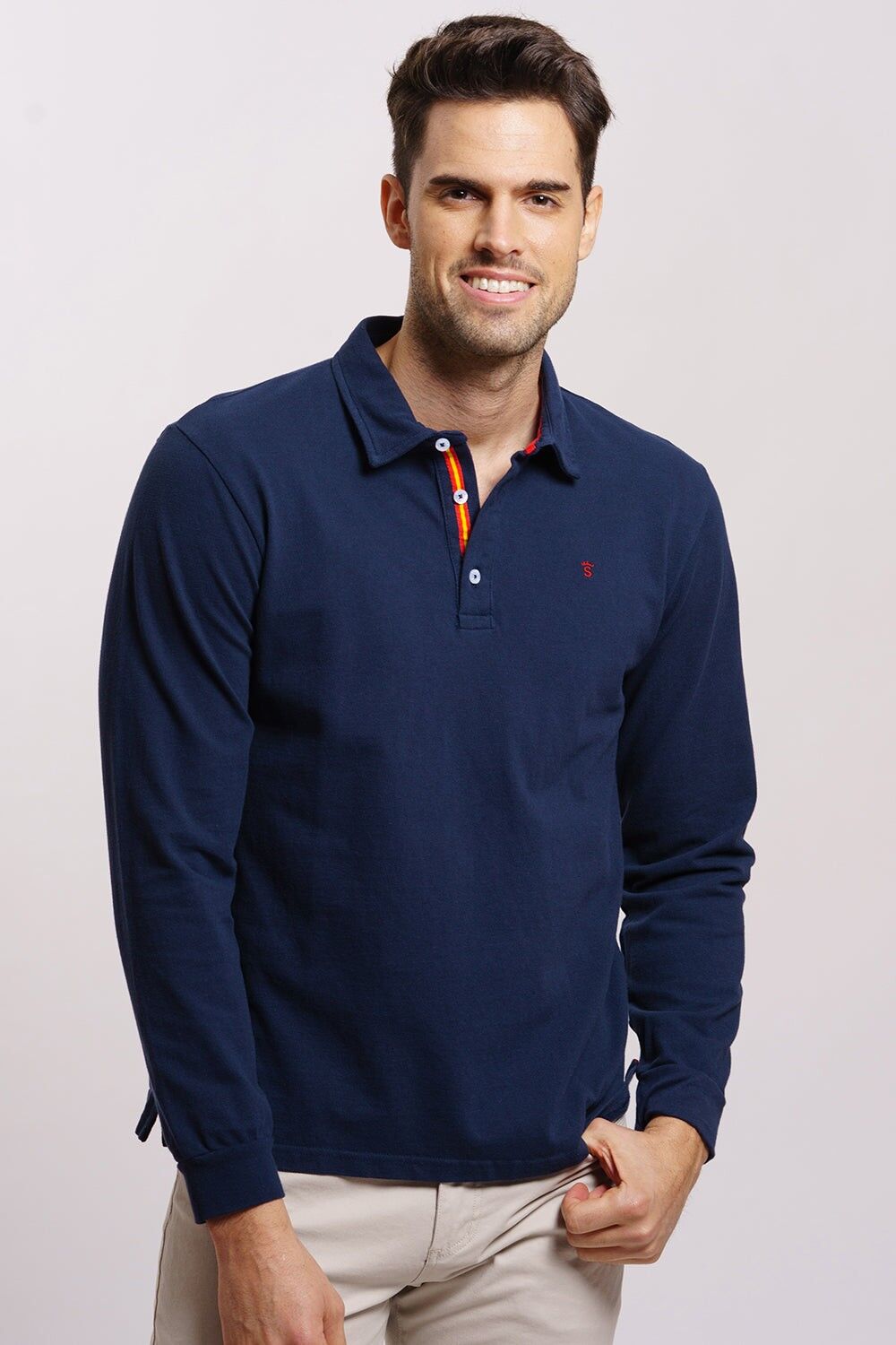 Polo in piquet blu navy