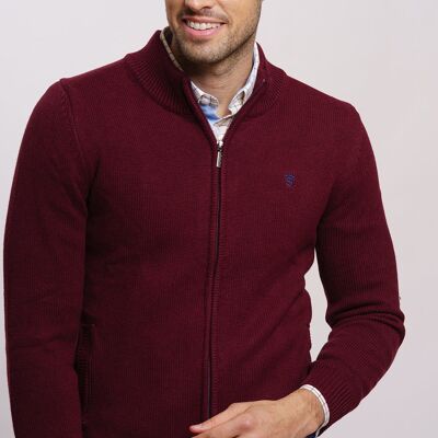 Veste en maille bordeaux