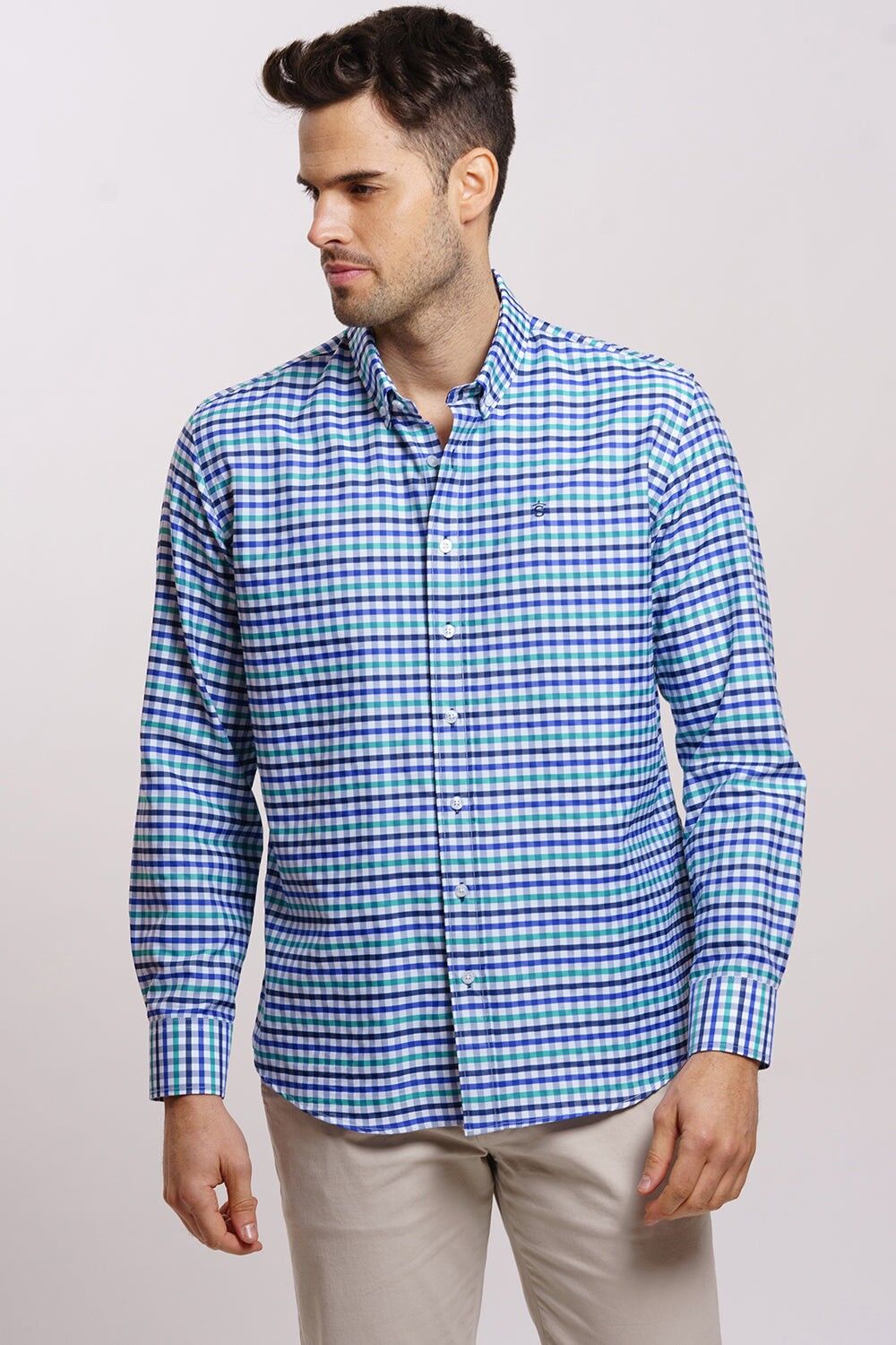 Camicia verde a quadri