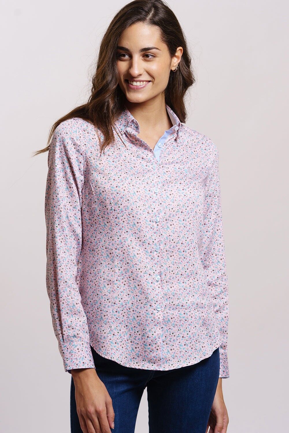 Camicia a fiori rosa