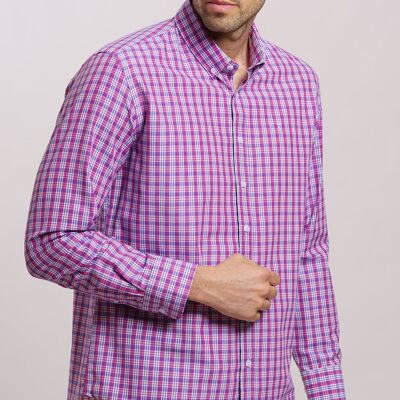 Chemise à carreaux rose
