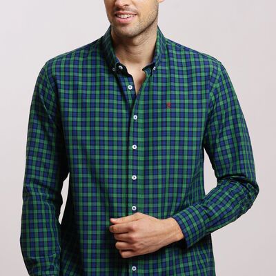 Chemise bleu marine/vert 1