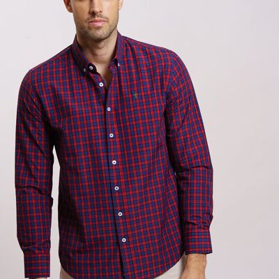 Chemise bleu marine/rouge