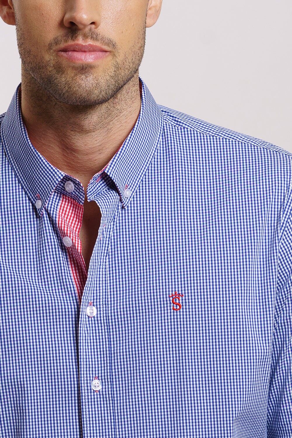 Maglia a quadretti blu 2