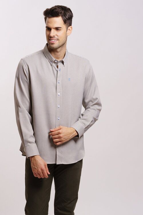 Camisa Cuadro Beige