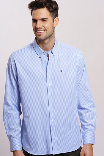 Chemise à rayures bleu clair 1