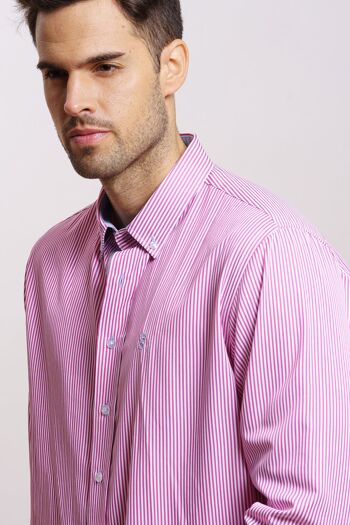 Chemise rayée fuchsia 2