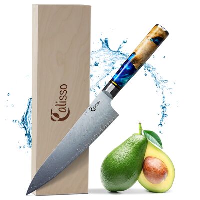 Kitchen Knife Damascus Chef's Knife - AQUAMARINE