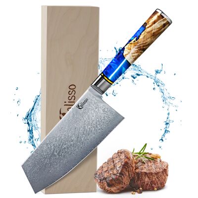 Chai Dao Kitchen Knife Damast - AQUAMARINE