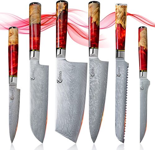 Advanced Set 67 Layers Damascus Steel Knife Set - RUBY