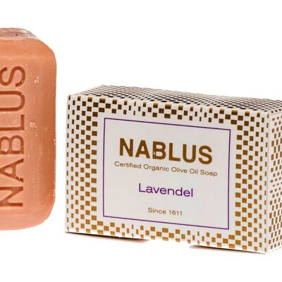 Nablus Soap Bio-Olivenölseife Lavendel, PALMÖLFREI, VEGAN, unparfümiert & rückfettend, für alle Hauttypen geeignet, 100g