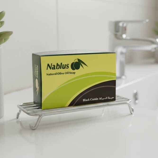 Nablus Soap Bio-Olivenölseife Schwarzkümmel, PALMÖLFREI, VEGAN, unparfümiert & rückfettend, für alle Hauttypen geeignet, 100g