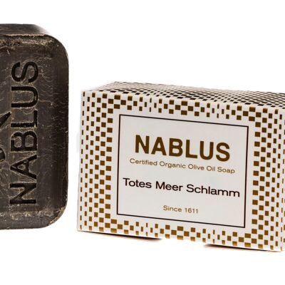 Nablus Soap Organic Olive Oil Soap Dead Sea Mud, PALM OIL-FREE, VEGAN, unscented & moisturizing, suitable for oily skin, 100g