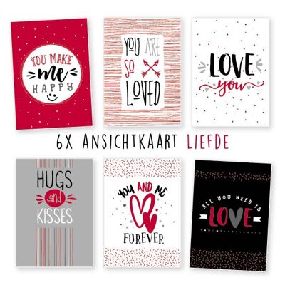 Kimago.nl - ansichtkaart - 6 stuks - valentijn -  liefde