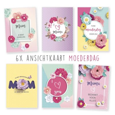 Kimago.nl -  ansichtkaart -  6 stuks  -  liefde -  moederdag bloemen