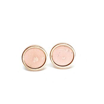 Clous d'oreilles acier inoxydable - liège rose avec inclusions - taille 8mm 10mm 12mm 2