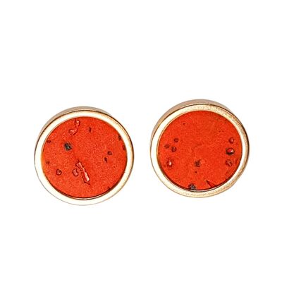 Ear studs stainless steel - red cork with inclusions - size 8mm 10mm 12mm