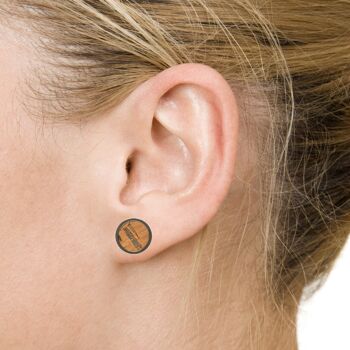 Clous d'oreilles acier inoxydable - liège naturel avec inclusions d'argent - taille 8mm 10mm 12mm 3