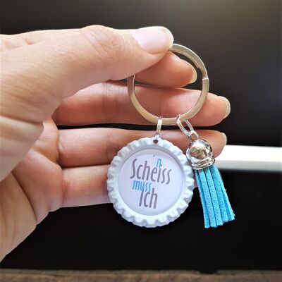 Keychain in a bottle cap - saying n shit I have to - pendant tassel