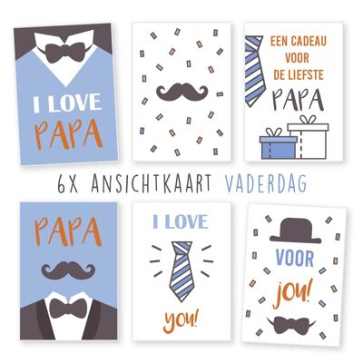 Kimago.nl -  ansichtkaart -  6 stuks  -  liefde -  vaderdag blauw