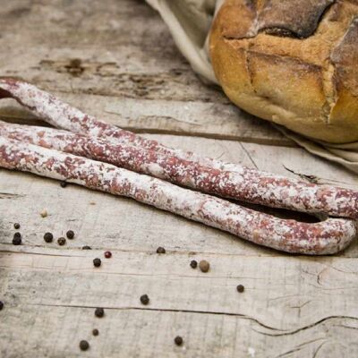 Fine dry sausage with Roquefort - without added nitrite salt