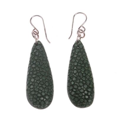 Rochenleder Ohrringe Teardrop Avocado Green Polished Ohrringe,925 Sterling Silver 35mm