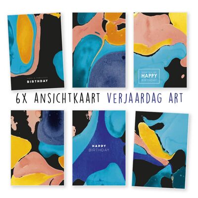 Kimago.nl -  Ansichtkaart -  6 stuks -  verjaardag -  art