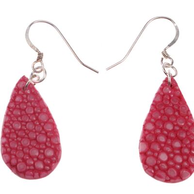 Rochenleder Ohrringe Teardrop Raspberry Polished Ohrringe,925 Sterling Silver 30mm