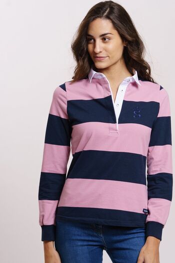 Polo bleu marine + rose 1