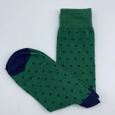Chaussettes à pois vert/bleu marine