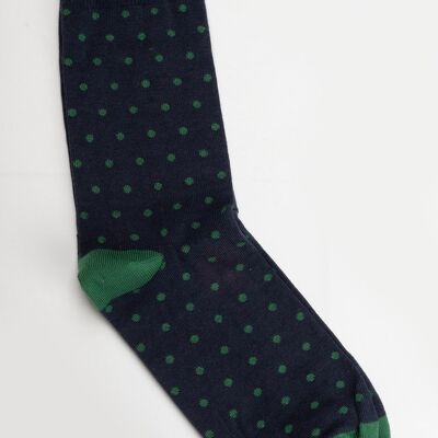 Marineblaue/grüne gepunktete Socken