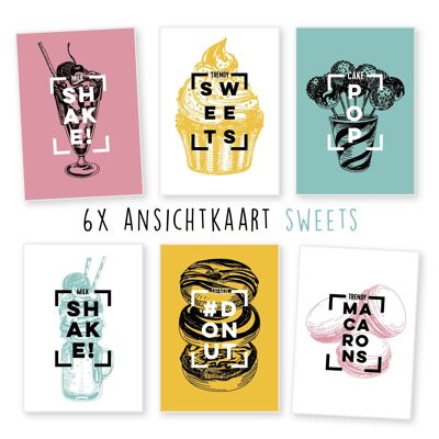 Kimago.nl -  Ansichtkaart -  6 stuks  -  verjaardag -  algemeen -  sweets