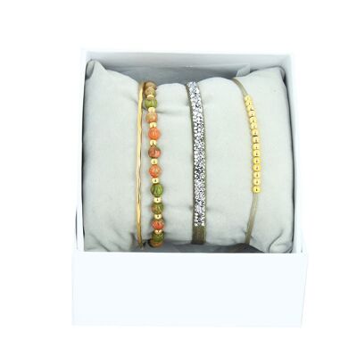 Brazalete Strass Box Mini Wire - Oro Amarillo Caqui Medio