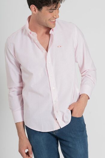 Chemise Oxford rayée rose 2