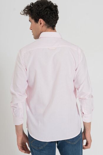 Chemise Oxford rayée rose 3