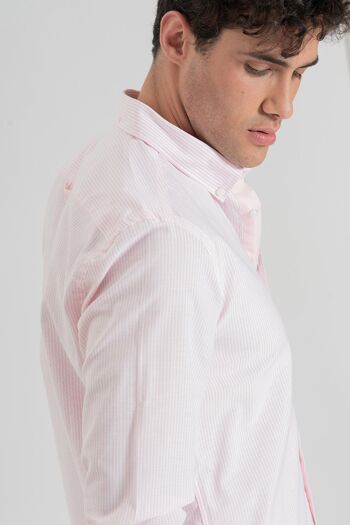 Chemise Oxford rayée rose 4