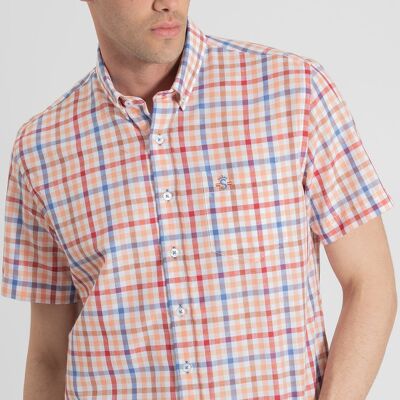 Orange Check Short Sleeve Shirt