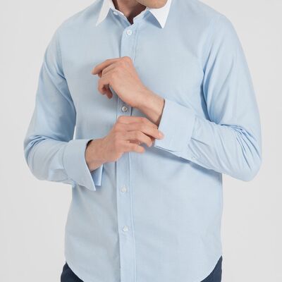 Camicia Italiana Doppio Polsino Azzurro