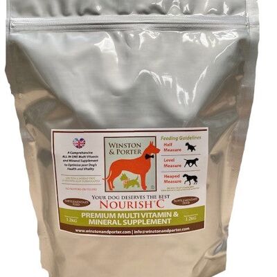 Nourish + C Premium Multi Vitamin & Mineral ALL IN ONE Raw Suplemento alimenticio para perros - 1,2 kg