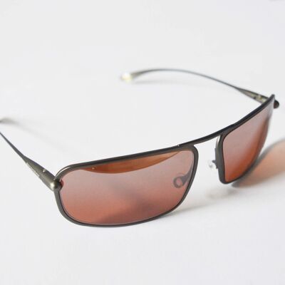 Meso – Gafas de sol fotocromáticas con espejo degradado plateado claro con montura de titanio gris plomo