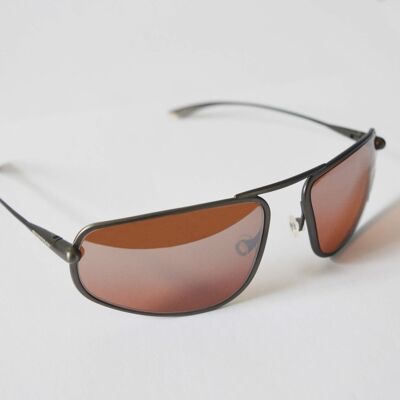 Strato – Gafas de sol fotocromáticas con montura de titanio y bronce degradado plateado espejo cobre/marrón