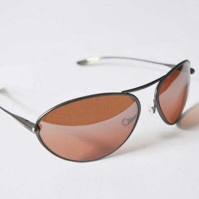Tropo – Gafas de sol fotocromáticas con montura de titanio y bronce degradado plateado espejo cobre/marrón