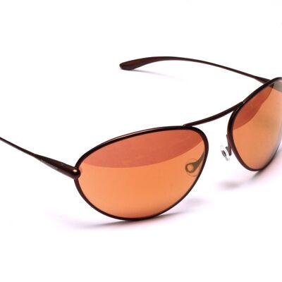Tropo – Occhiali da Sole Fotocromatici con Montatura in Titanio Brunello Oro Specchio Rame/Marrone