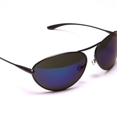 Tropo – Gunmetal Titanium Frame Iridescent Blue Mirror Grey Polarized Sunglasses