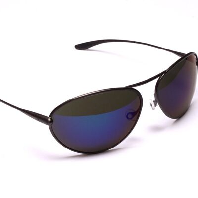 Tropo – Gunmetal Titanium Frame Iridescent Blue Mirror Grey Polarized Sunglasses