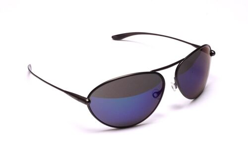 Tropo – Gunmetal Titanium Frame Iridescent Blue Mirror Grey High-Contrast Sunglasses