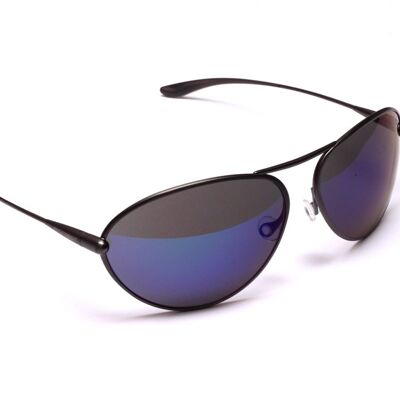 Tropo – Occhiali da sole con montatura in titanio canna di fucile iridescente blu specchio grigio ad alto contrasto