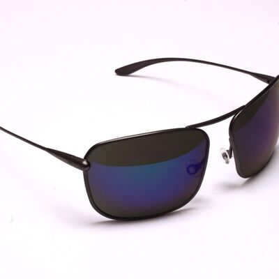 Iono – Gunmetal Titanium Frame Iridescent Blue Mirror Grey Polarized Sunglasses
